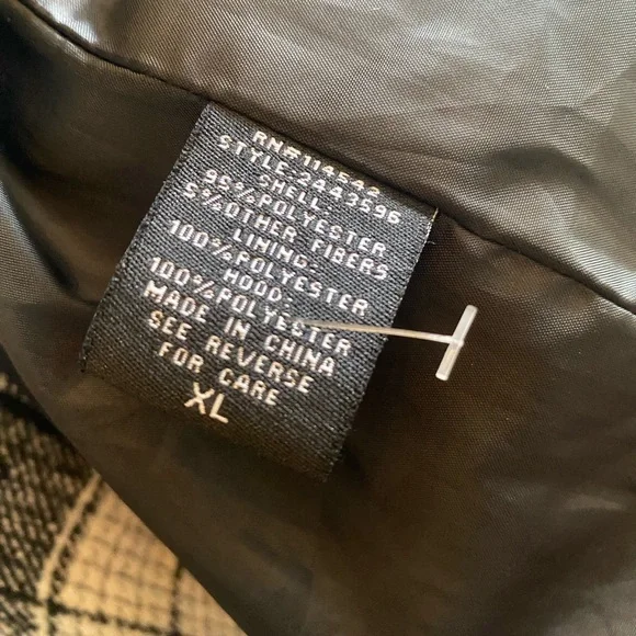 FASHION NOVA 🖤💖🤍PLAID BUTTON FRONT PEACOAT-WITH SASH & DETACHABLE HOODIE-XL - Picture 16 of 16